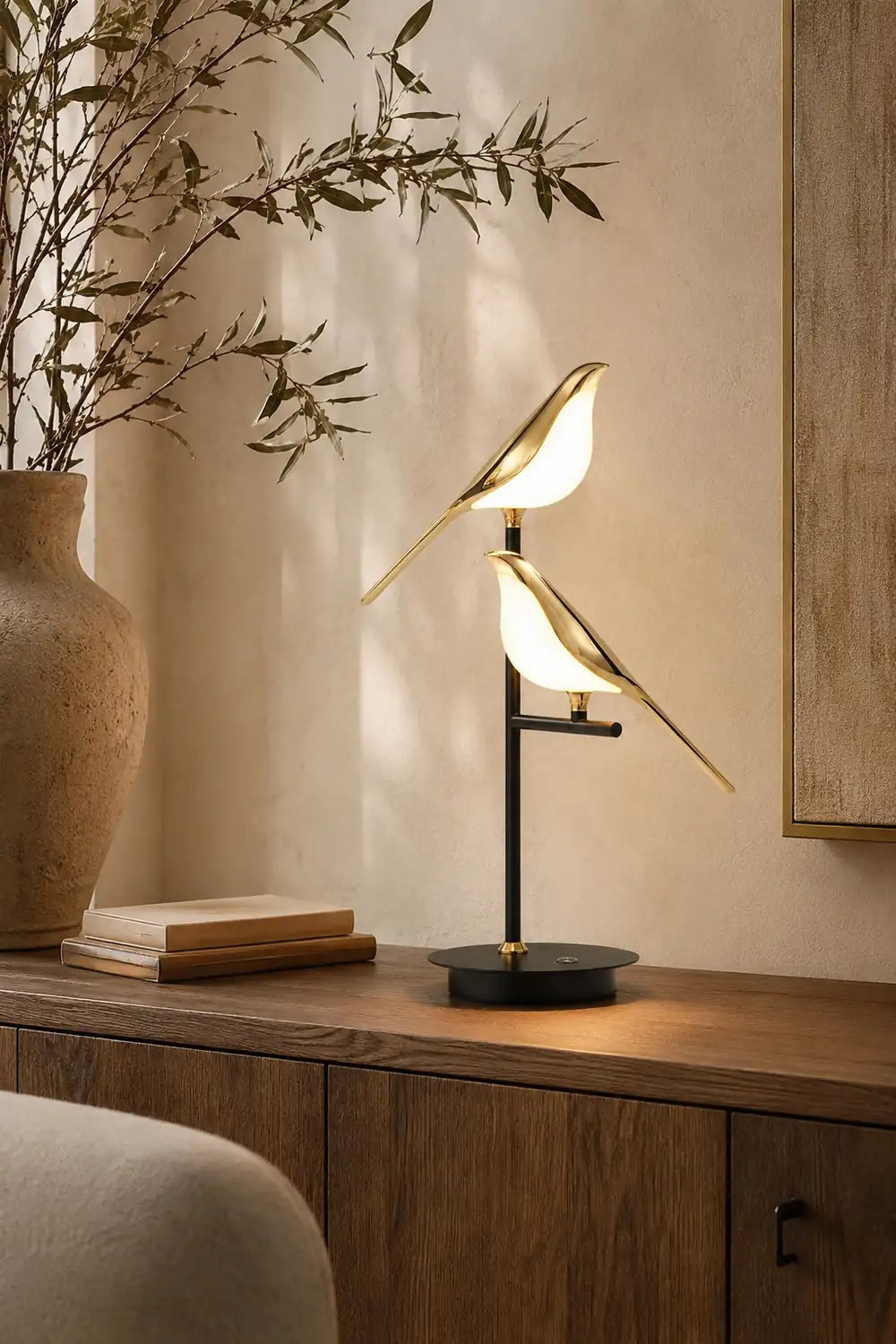 Golden Bird Table Lamp for Bedroom - Lumpaz