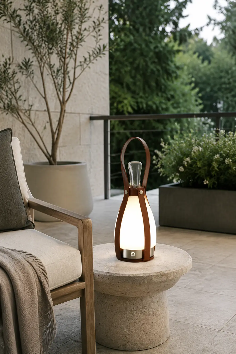 Bell Portable Leather Glass Table Lamp - Lumpaz