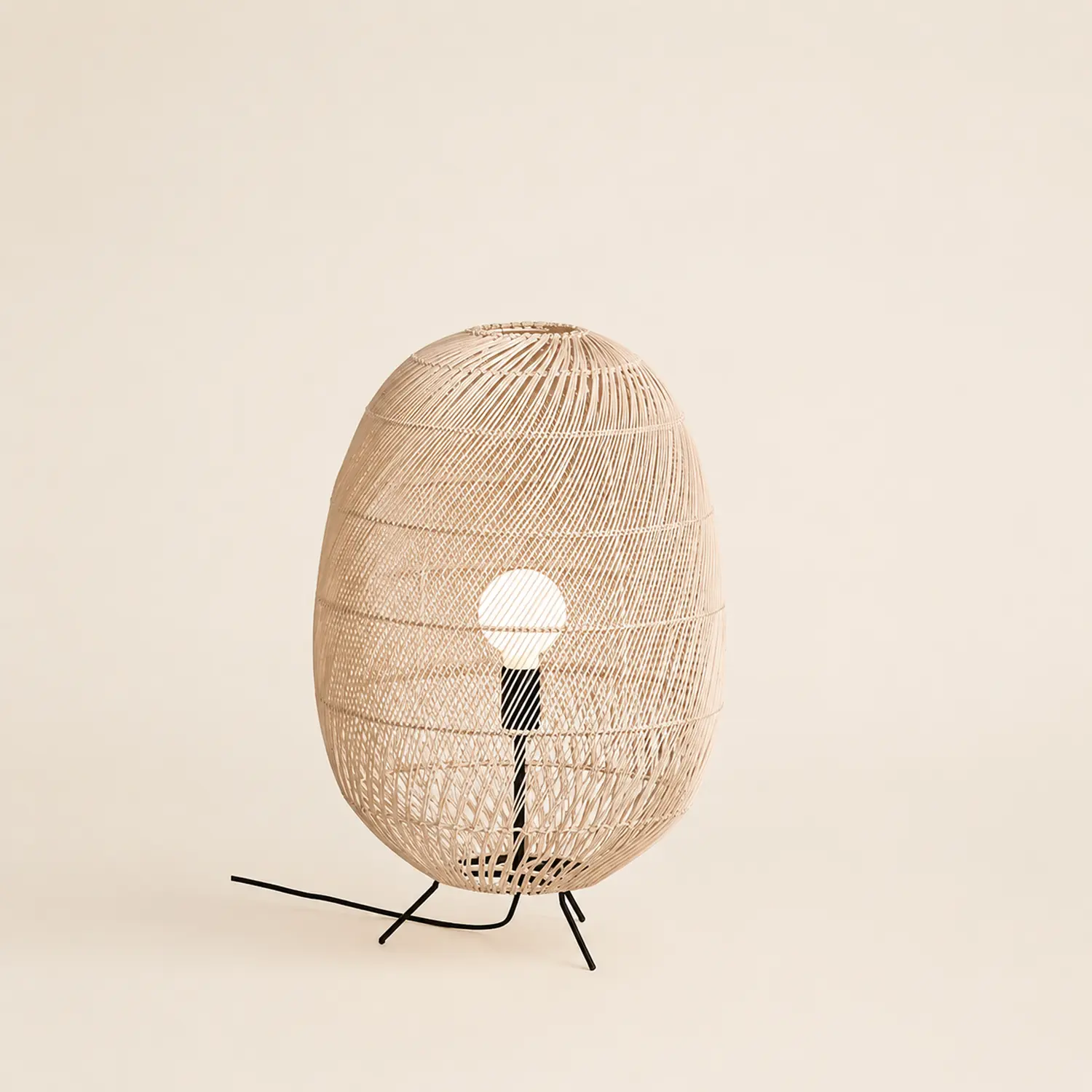 Natural Rattan Midi Floor Lamp for Living Room - Lumpaz