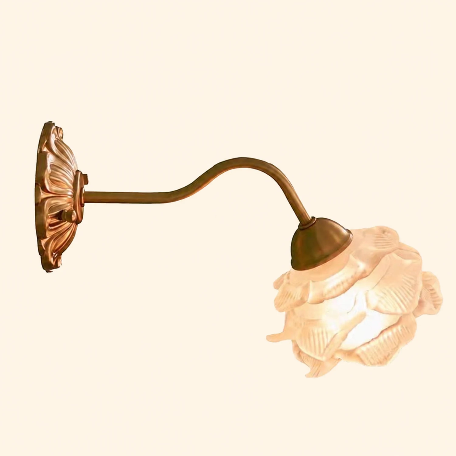 Retro Flower Petal Glass Wall Lamp Copper Wall Light - Lumpaz