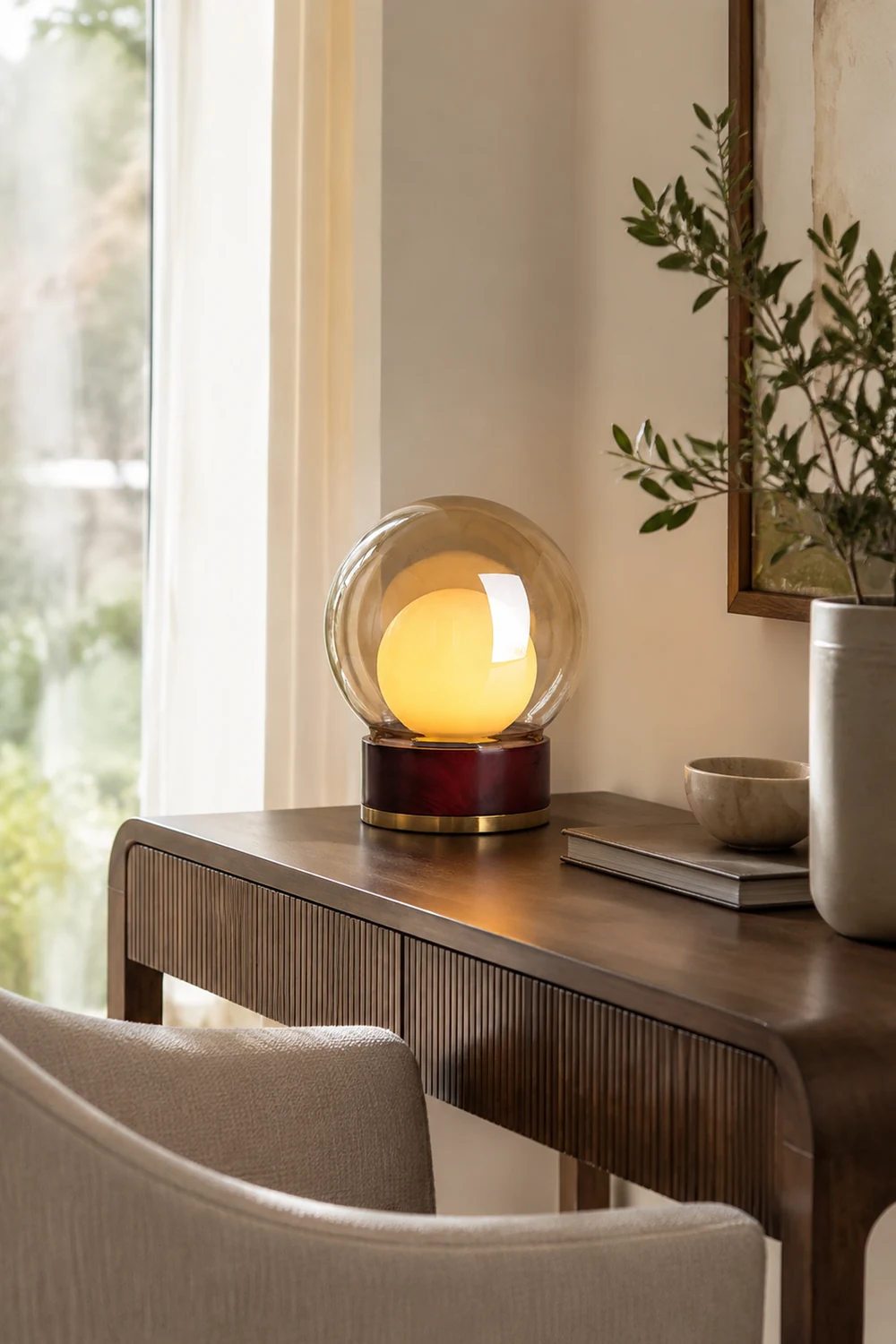 Modern Rigel Round Glass Table Light - Lumpaz