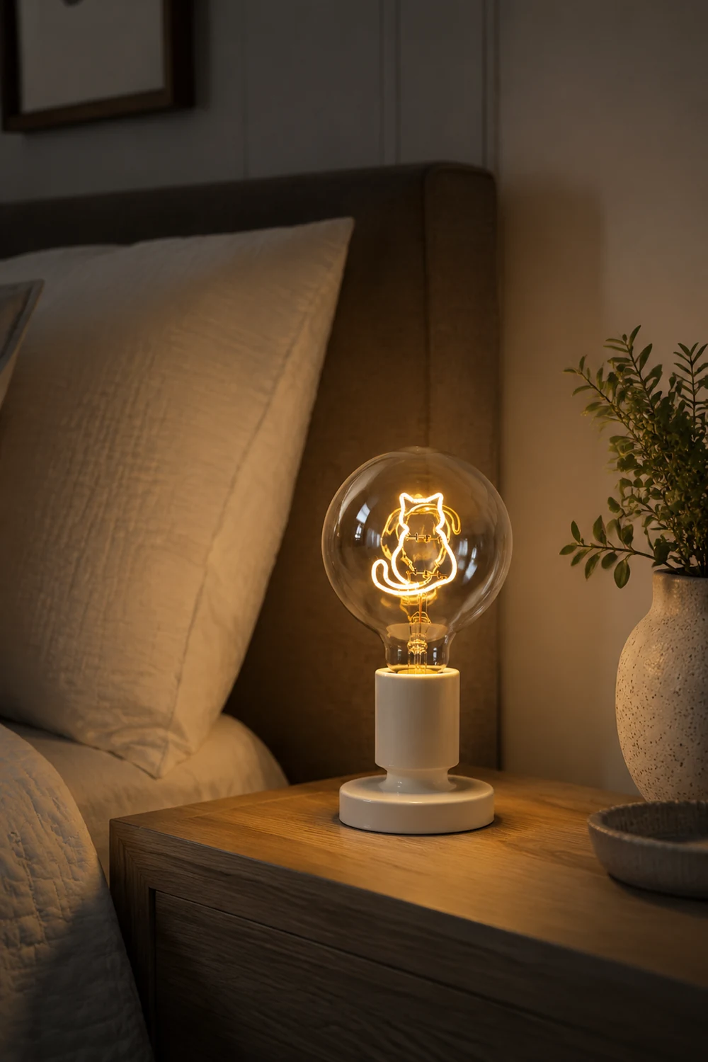 Cute Pink & White Cat Pattern Table Lamp - Lumpaz
