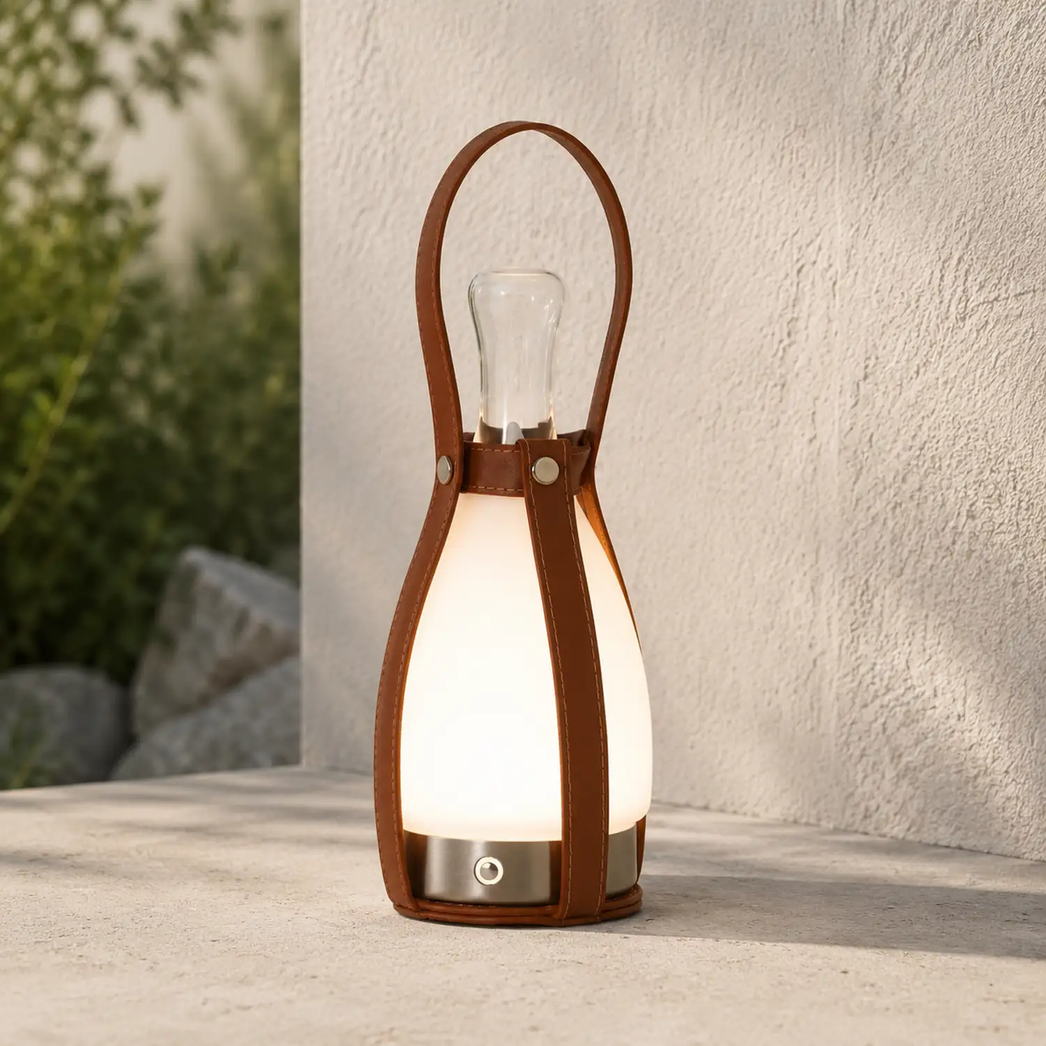 Bell Portable Leather Glass Table Lamp - Lumpaz