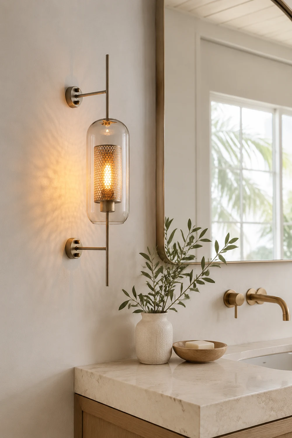 Modern Glass Golden Wall Ball Light Bedside Sconce - Lumpaz