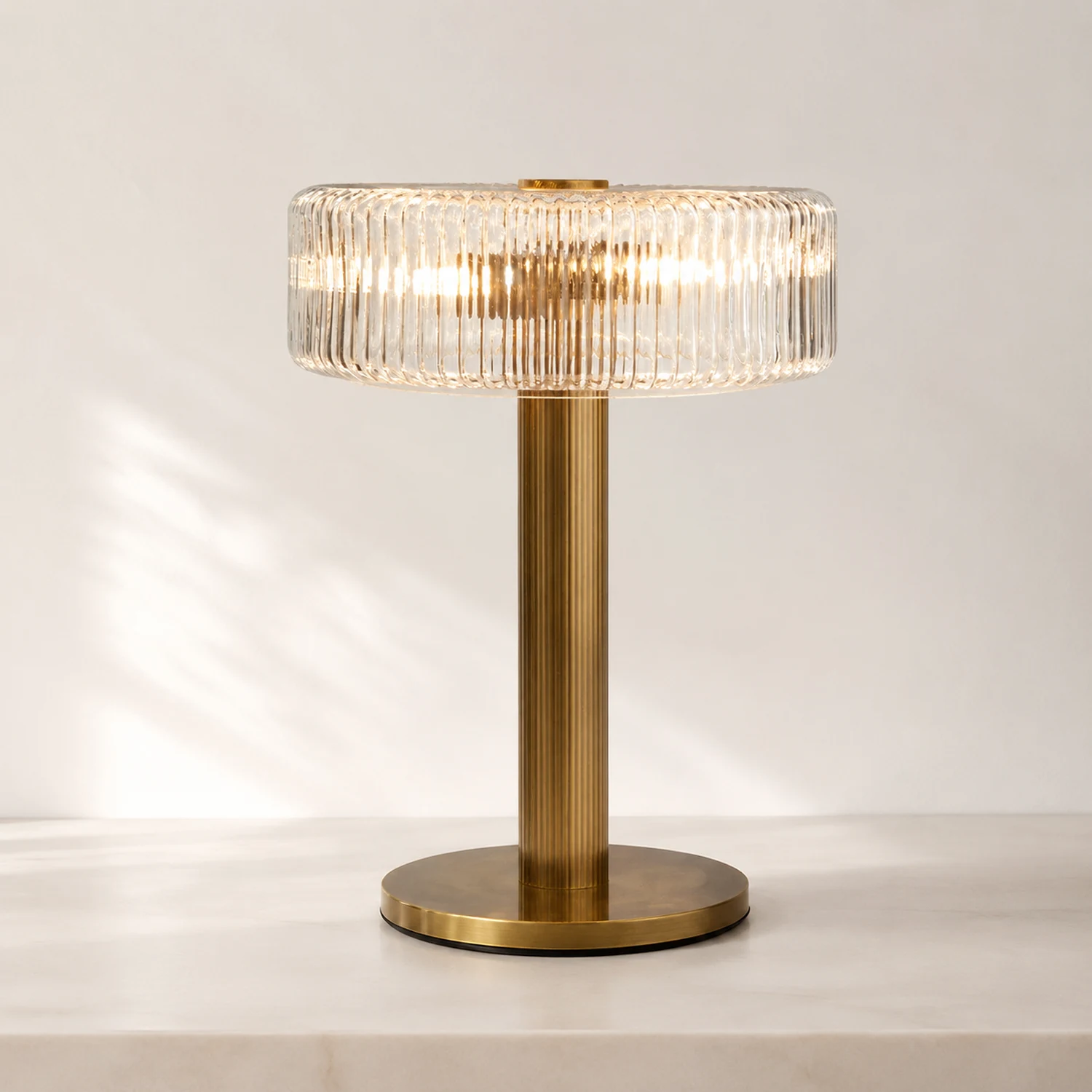 Contemporary Gold Glass Bedroom Table Lamp - Lumpaz