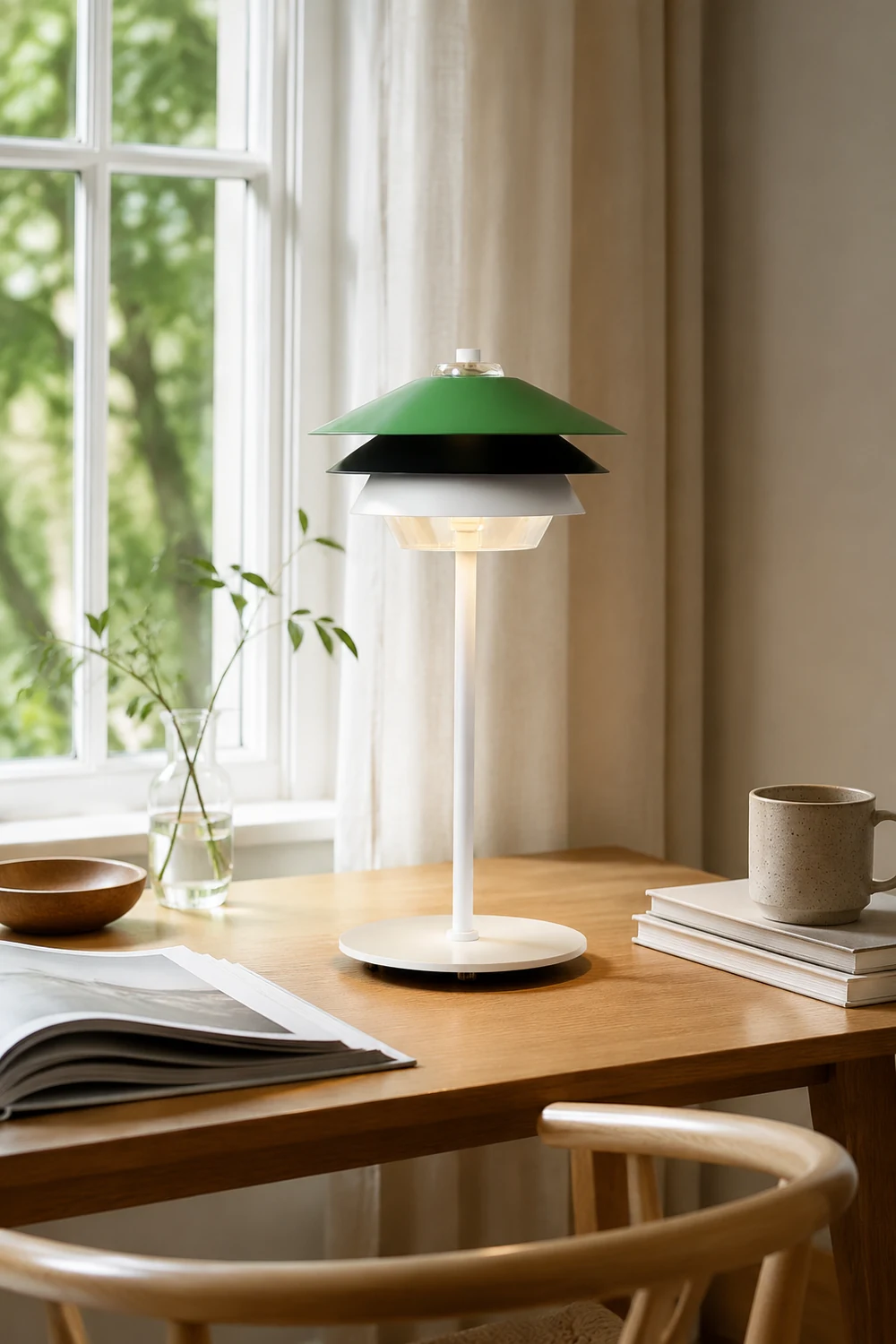 Danish Art Overlay Green Table Lamp - Lumpaz