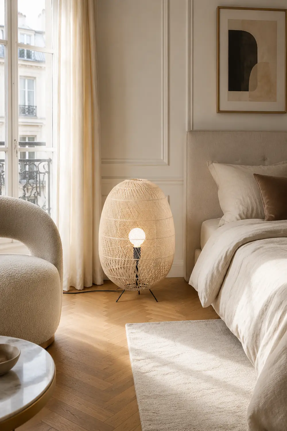 Natural Rattan Midi Floor Lamp for Living Room - Lumpaz