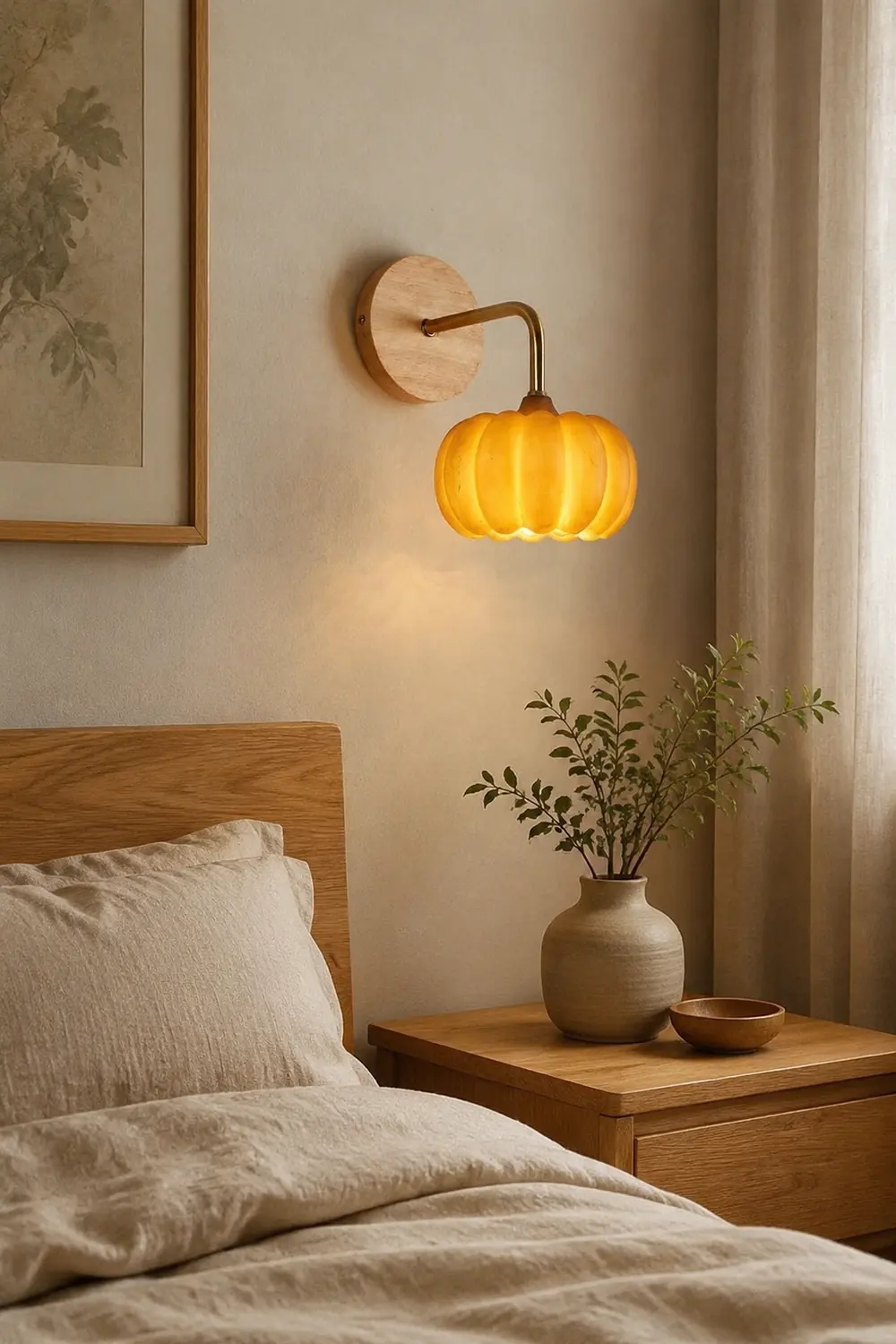 Cute Resin Material Yellow Pumpkin Wall Lamp - Lumpaz