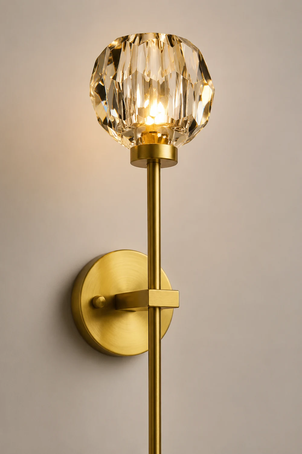 Modern Crystal Ball Mounted Antique Brass Wall Lamp - Lumpaz