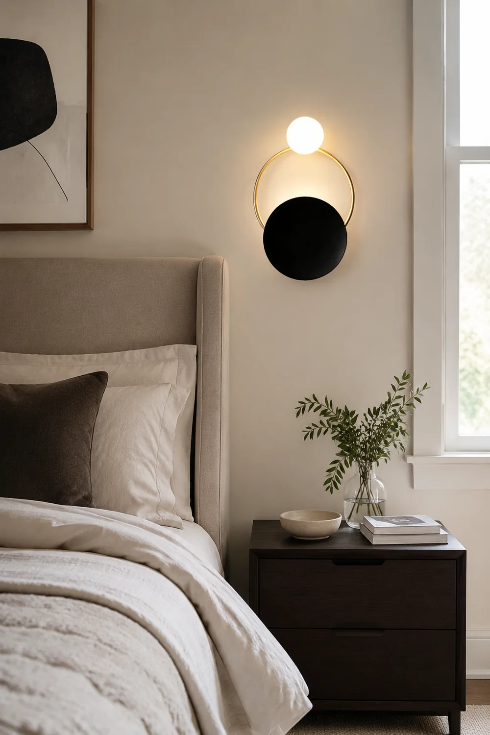 Nordic Simple  Black Gold Wrought Iron Circle Aisle Corridor Wall Light - Lumpaz