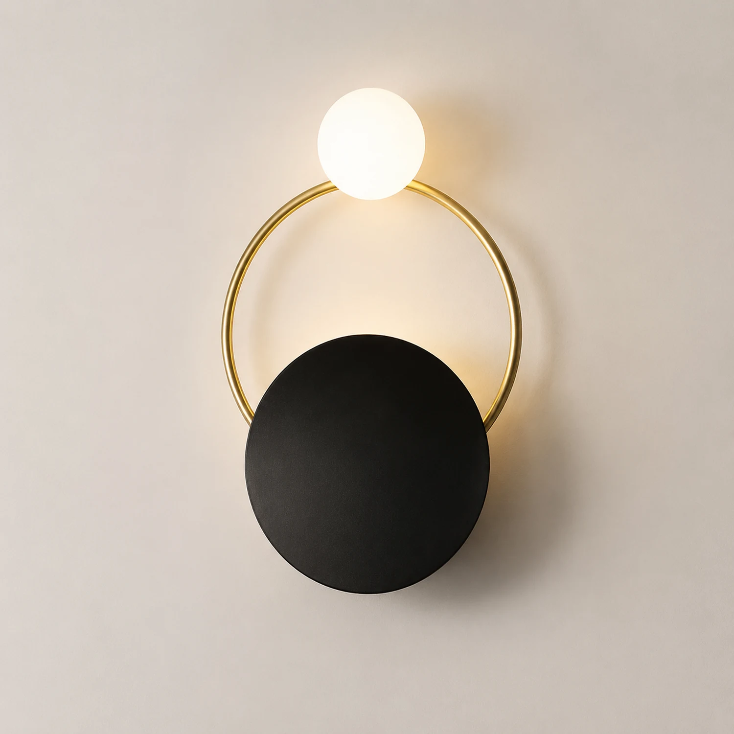 Nordic Simple  Black Gold Wrought Iron Circle Aisle Corridor Wall Light - Lumpaz