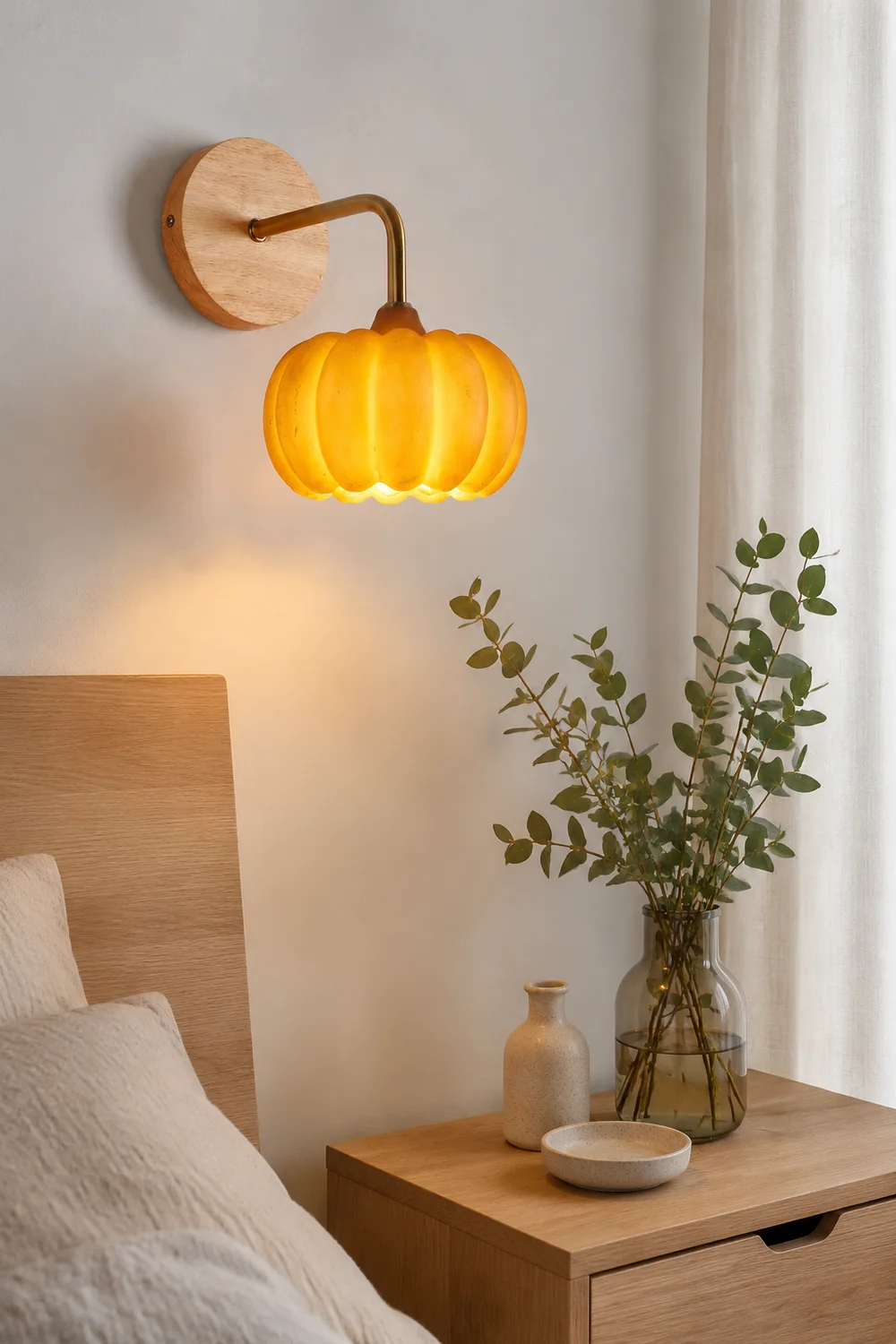 Cute Resin Material Yellow Pumpkin Wall Lamp - Lumpaz