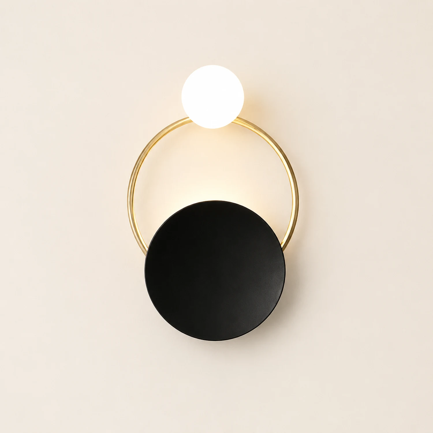 Nordic Simple  Black Gold Wrought Iron Circle Aisle Corridor Wall Light - Lumpaz