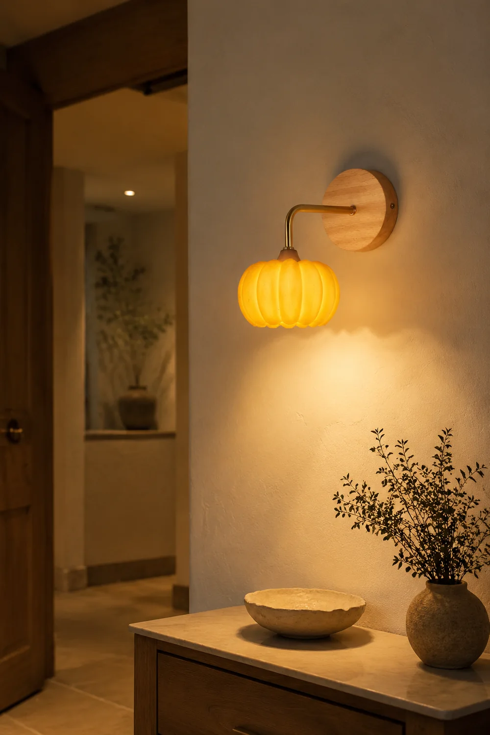 Cute Resin Material Yellow Pumpkin Wall Lamp - Lumpaz