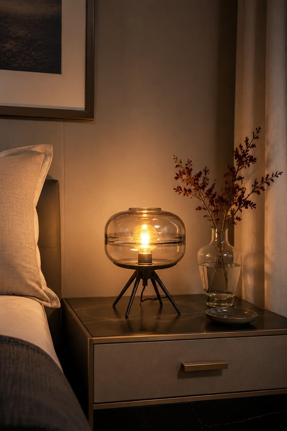 Modern Designer Glass Shade Table Lamp - Lumpaz