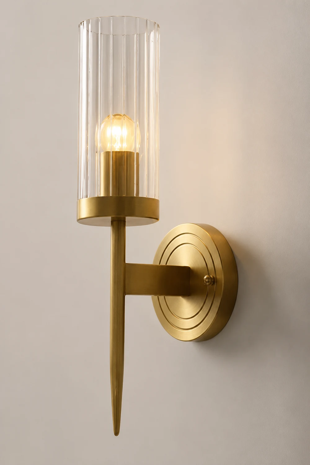 Modern Brass Sconce Ribbed Long Glass Wall Lights For Living Room - Lumpaz