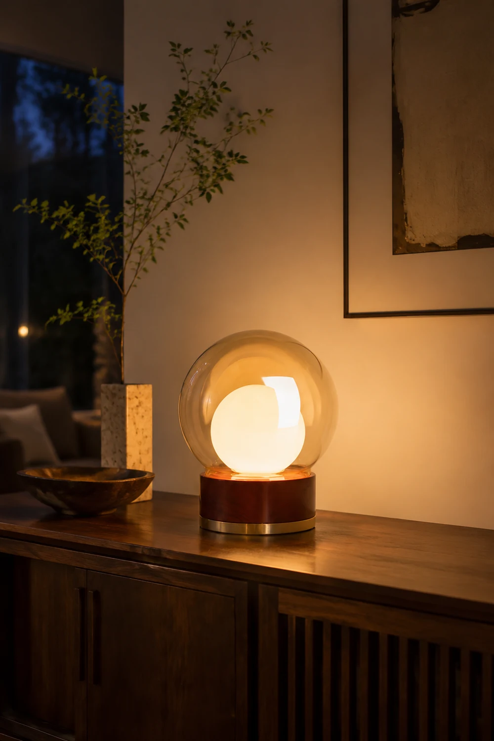 Modern Rigel Round Glass Table Light - Lumpaz