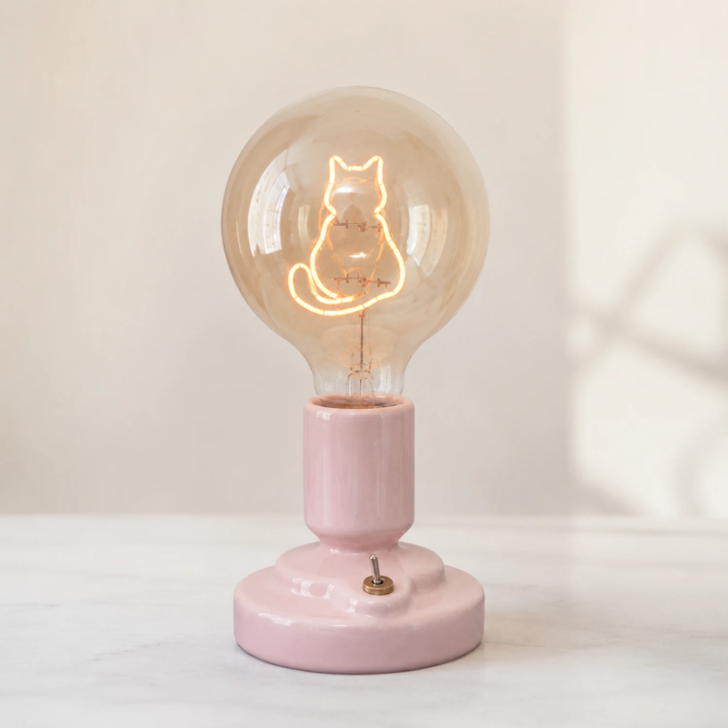Cute Pink & White Cat Pattern Table Lamp - Lumpaz