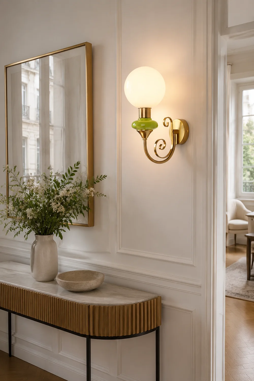 French Retro Glass 1-Light Wall Sconce - Lumpaz