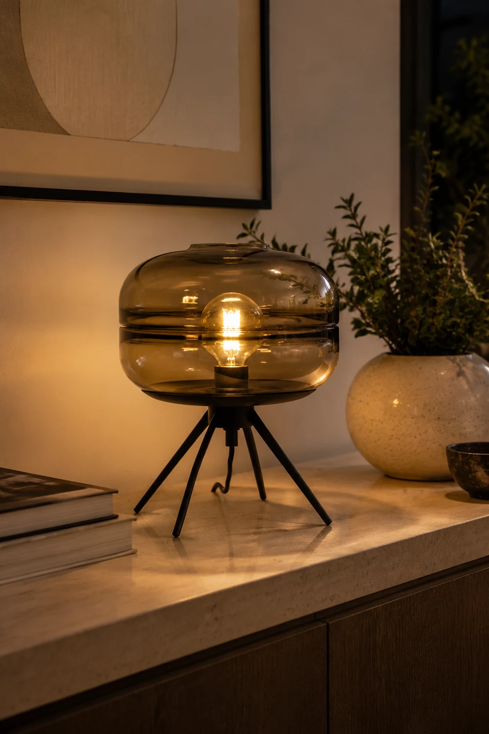 Modern Designer Glass Shade Table Lamp - Lumpaz