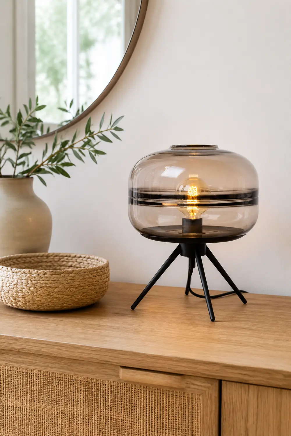Modern Designer Glass Shade Table Lamp - Lumpaz