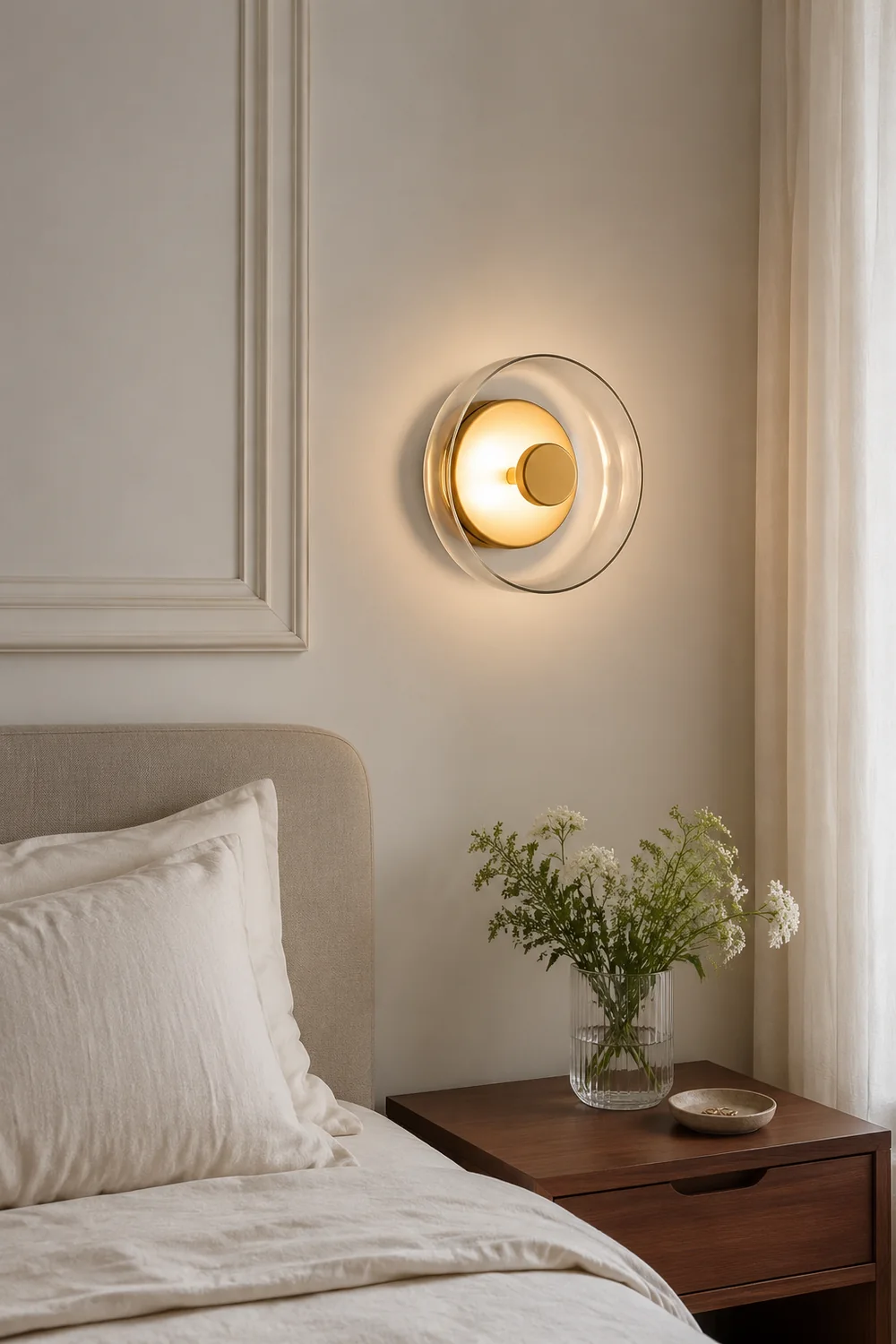 Glass Bowl Bedroom Bedside Wall Light - Lumpaz