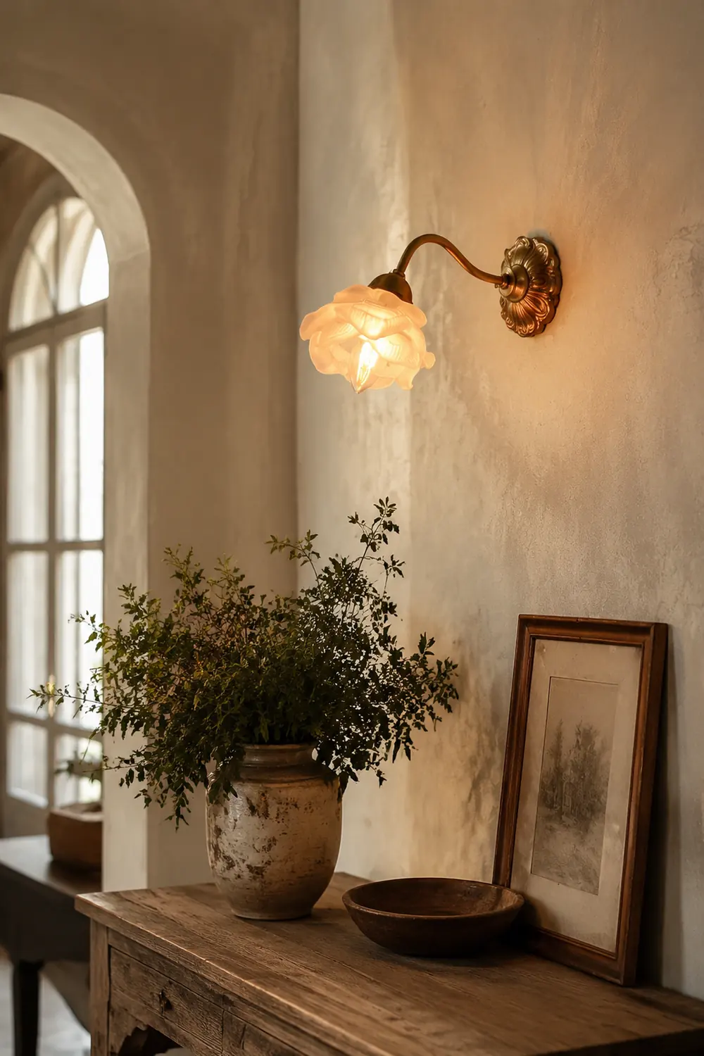 Retro Flower Petal Glass Wall Lamp Copper Wall Light - Lumpaz