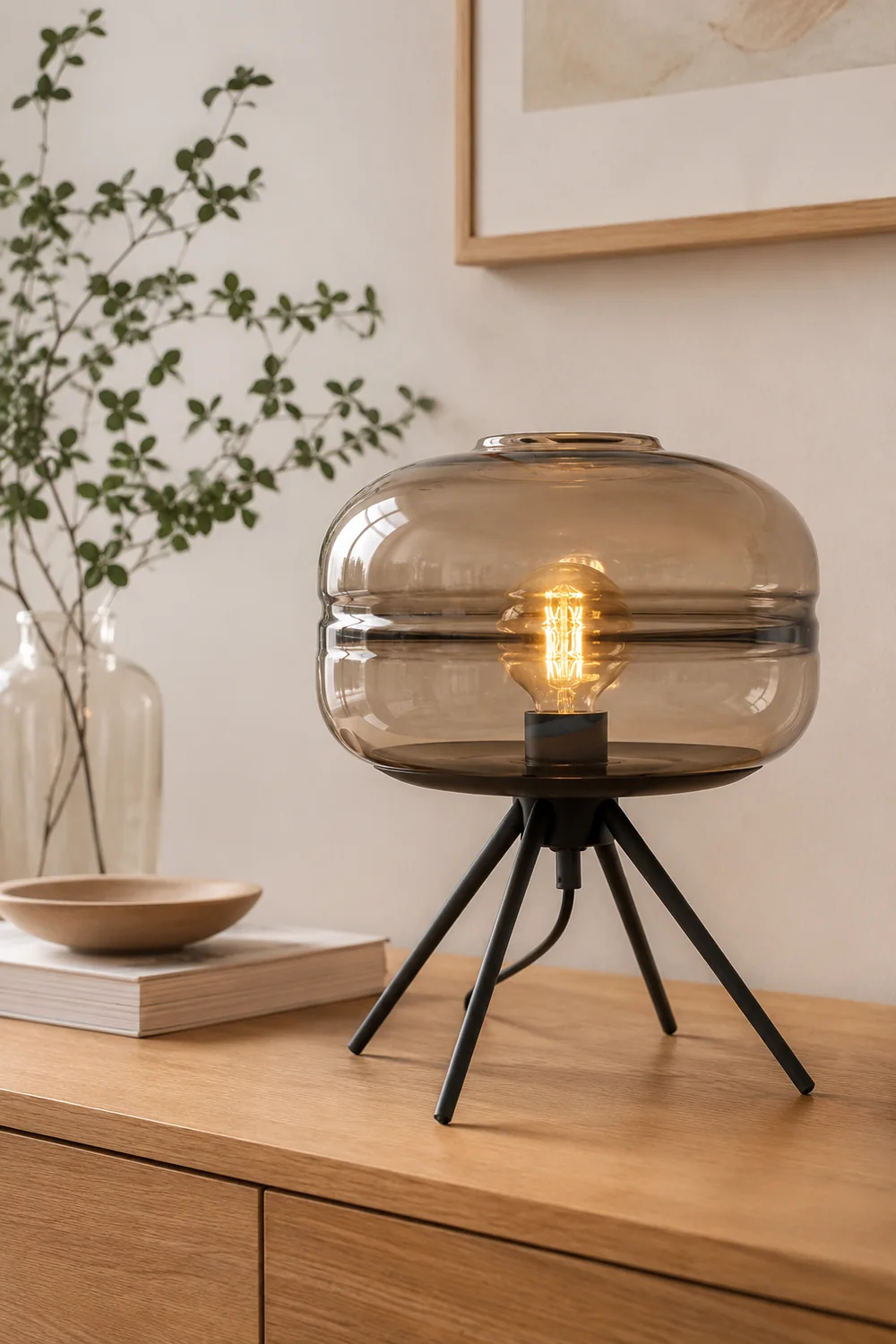 Modern Designer Glass Shade Table Lamp - Lumpaz