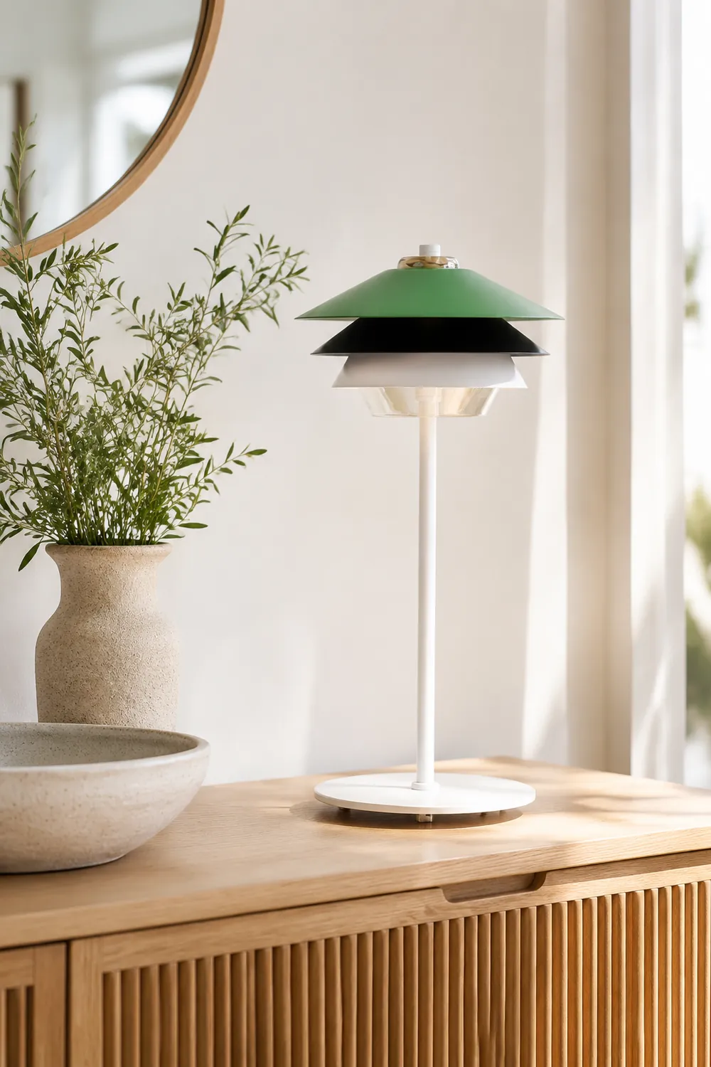 Danish Art Overlay Green Table Lamp - Lumpaz