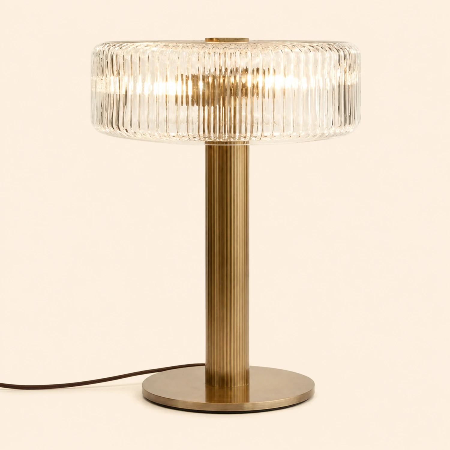 Contemporary Gold Glass Bedroom Table Lamp - Lumpaz