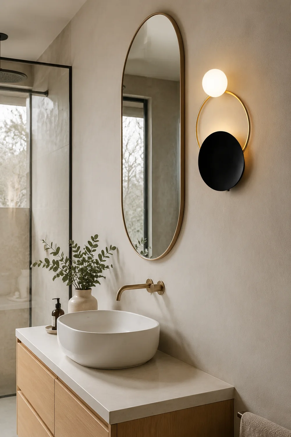 Nordic Simple  Black Gold Wrought Iron Circle Aisle Corridor Wall Light - Lumpaz