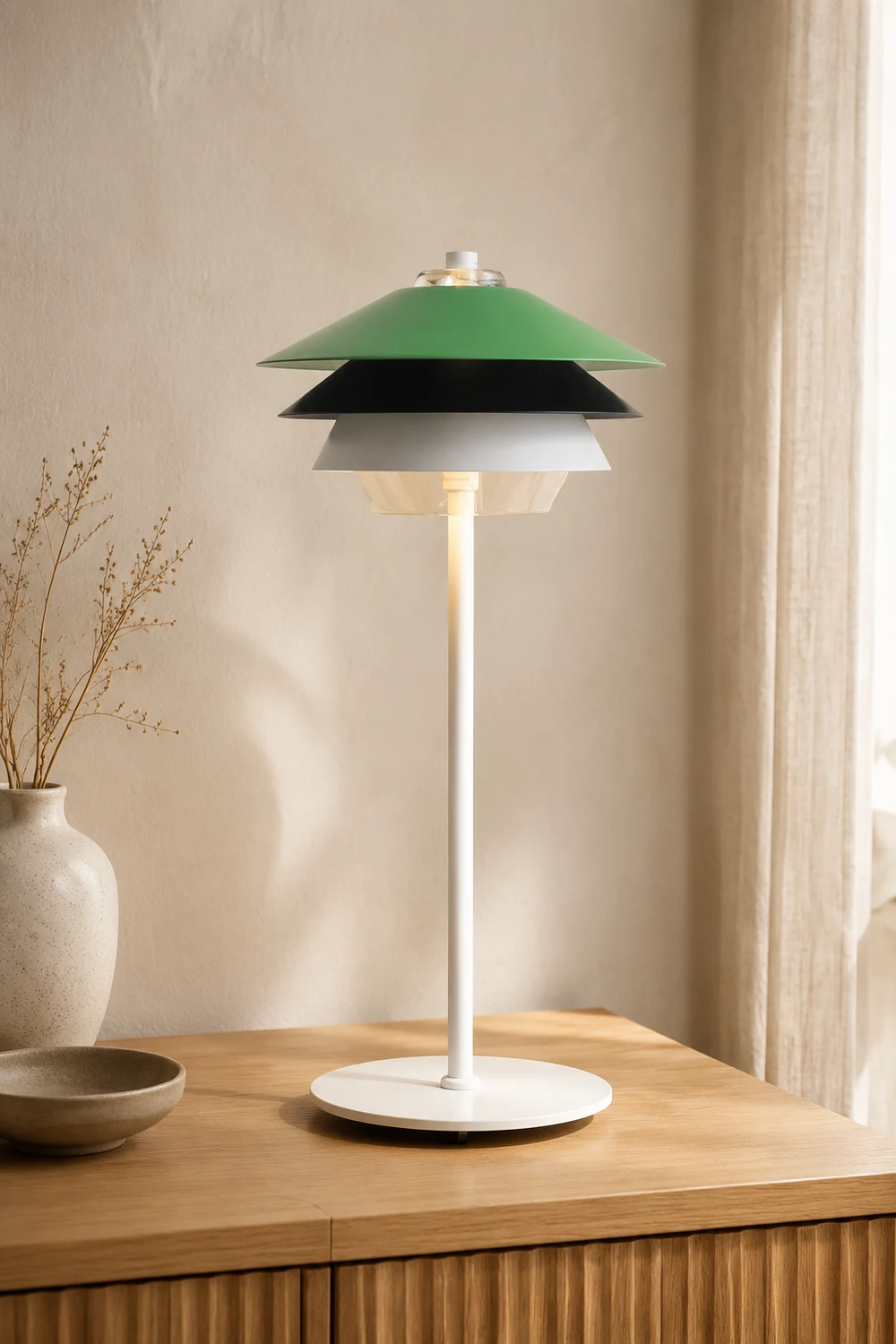 Danish Art Overlay Green Table Lamp - Lumpaz