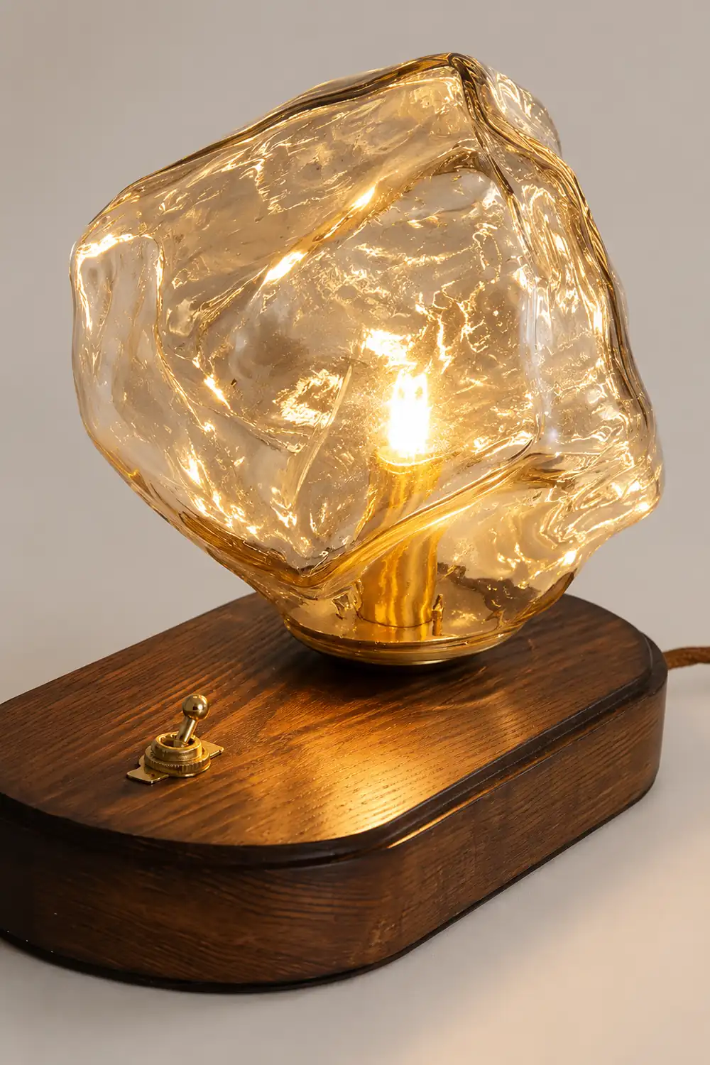Modern Ice Stone Glass Bedroom Table Lamp - Lumpaz