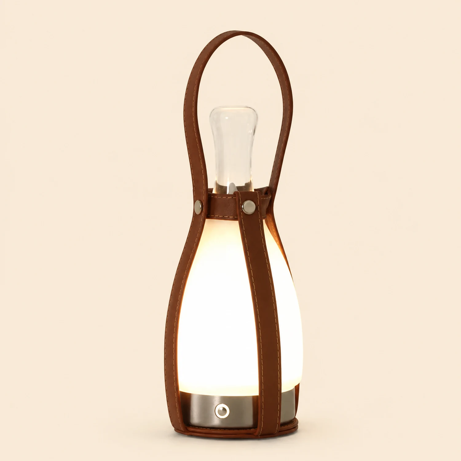 Bell Portable Leather Glass Table Lamp - Lumpaz
