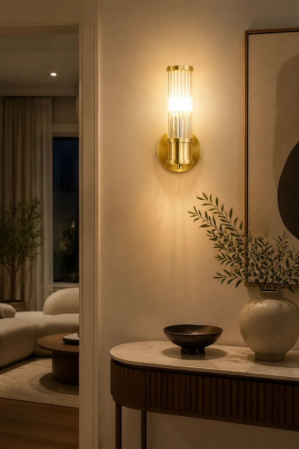 Modern Brass Gold Crystal Wall Sconce - Lumpaz