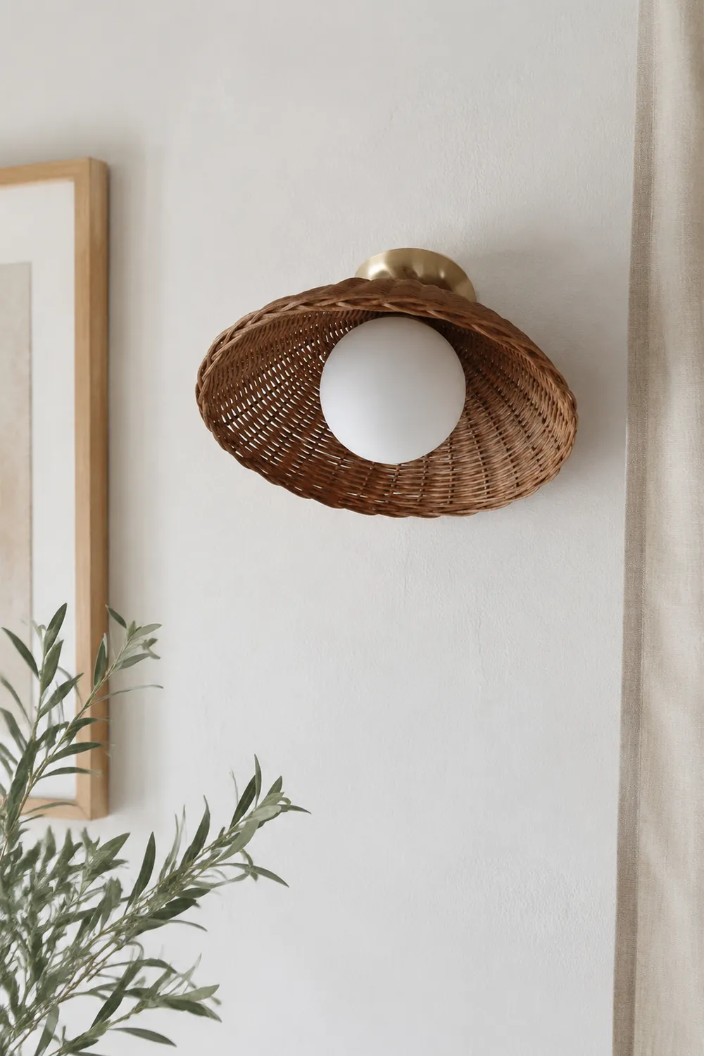 Rustic Bamboo Glass Woven Wall Light - Lumpaz