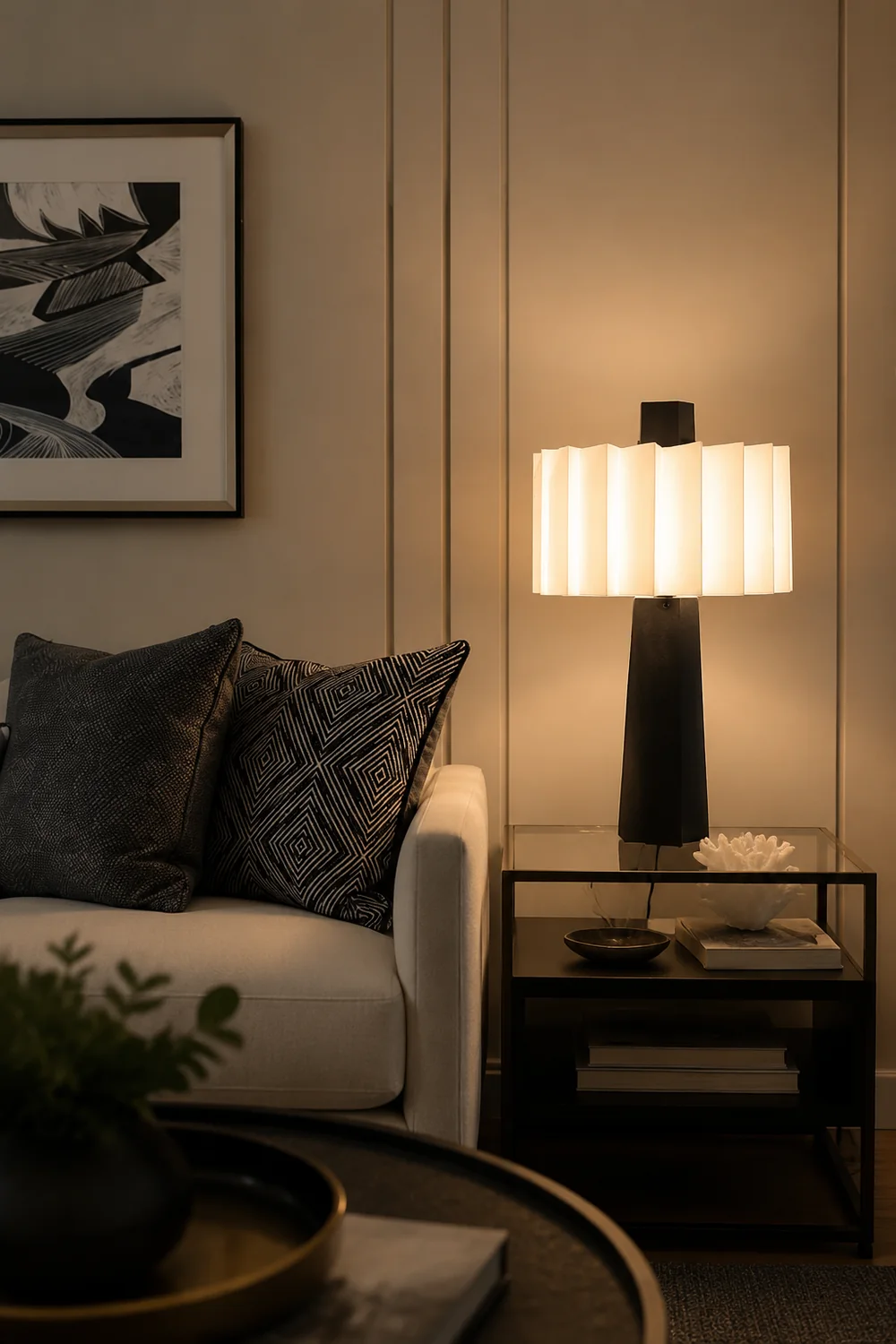 Creative Designer Black & White Decorative Table Lamp - Lumpaz