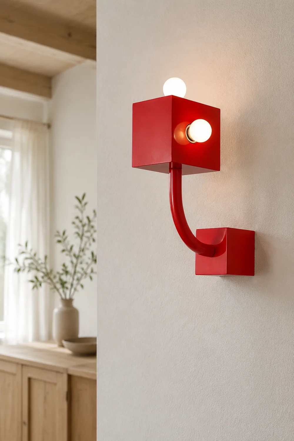 Vintage Metal Red Wall Lamp - Lumpaz