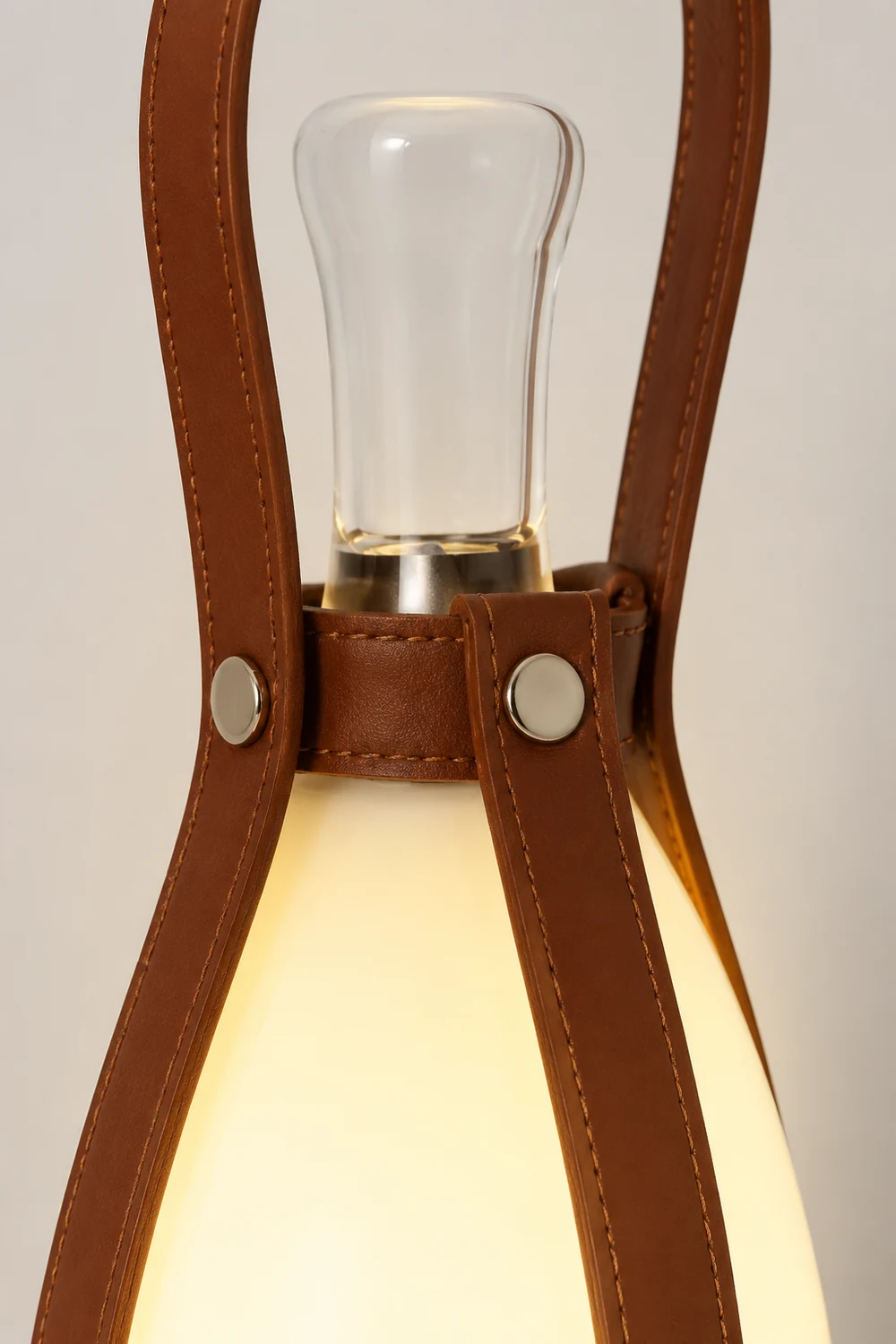 Bell Portable Leather Glass Table Lamp - Lumpaz