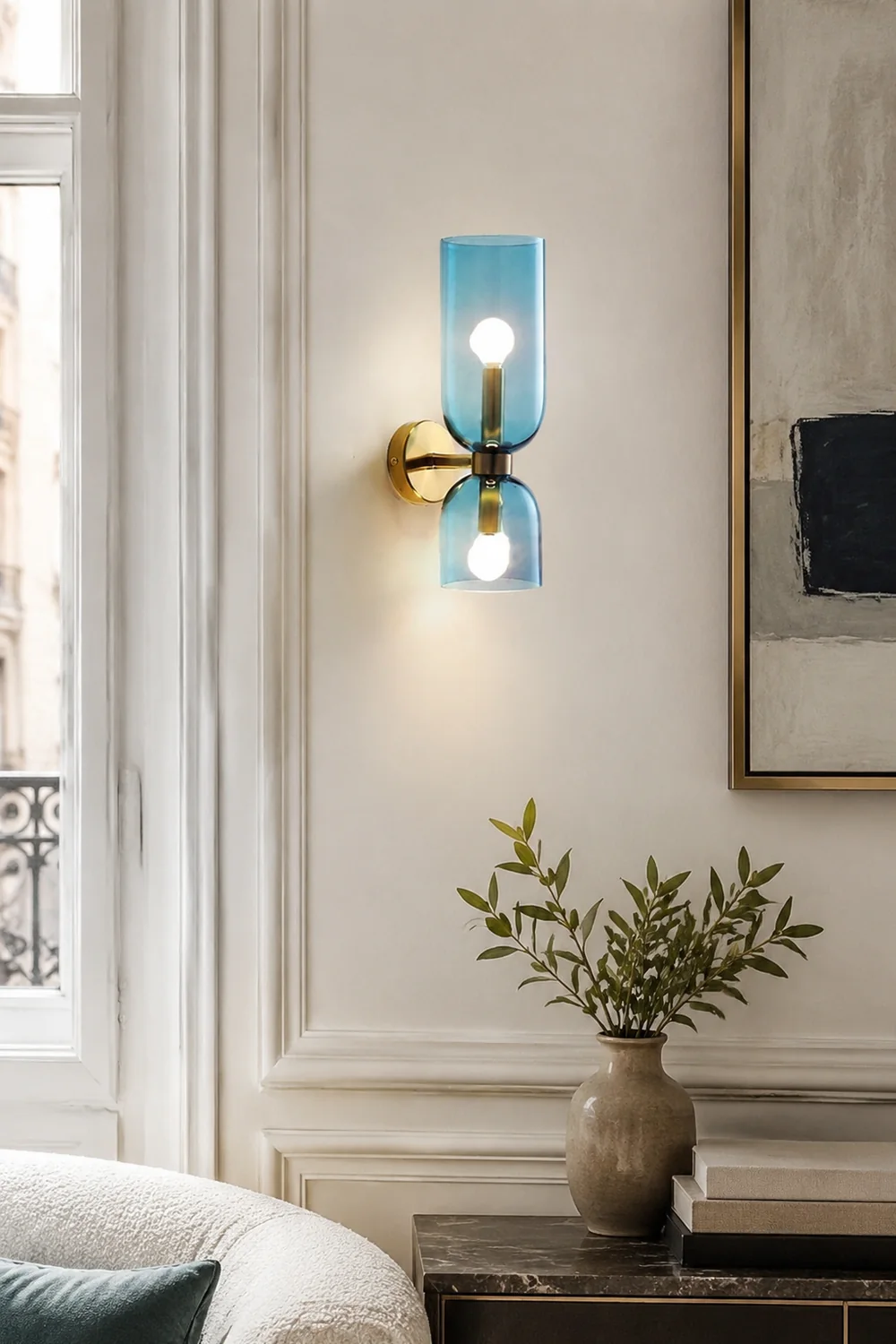 Double Head Glass Wall Lamp LED Sconce for Bedroom - Lumpaz