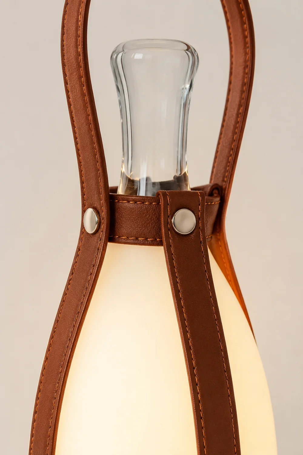 Bell Portable Leather Glass Table Lamp - Lumpaz