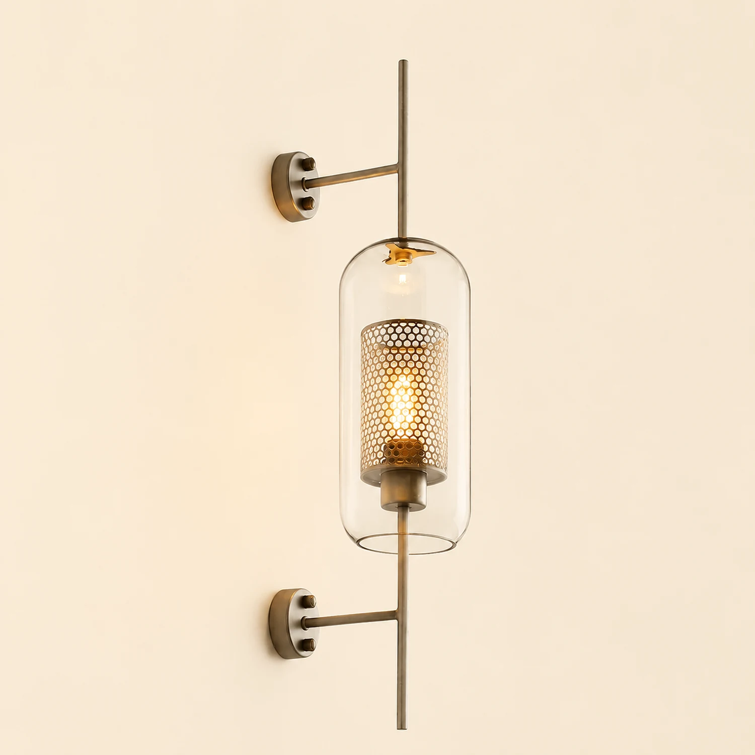 Modern Glass Golden Wall Ball Light Bedside Sconce - Lumpaz