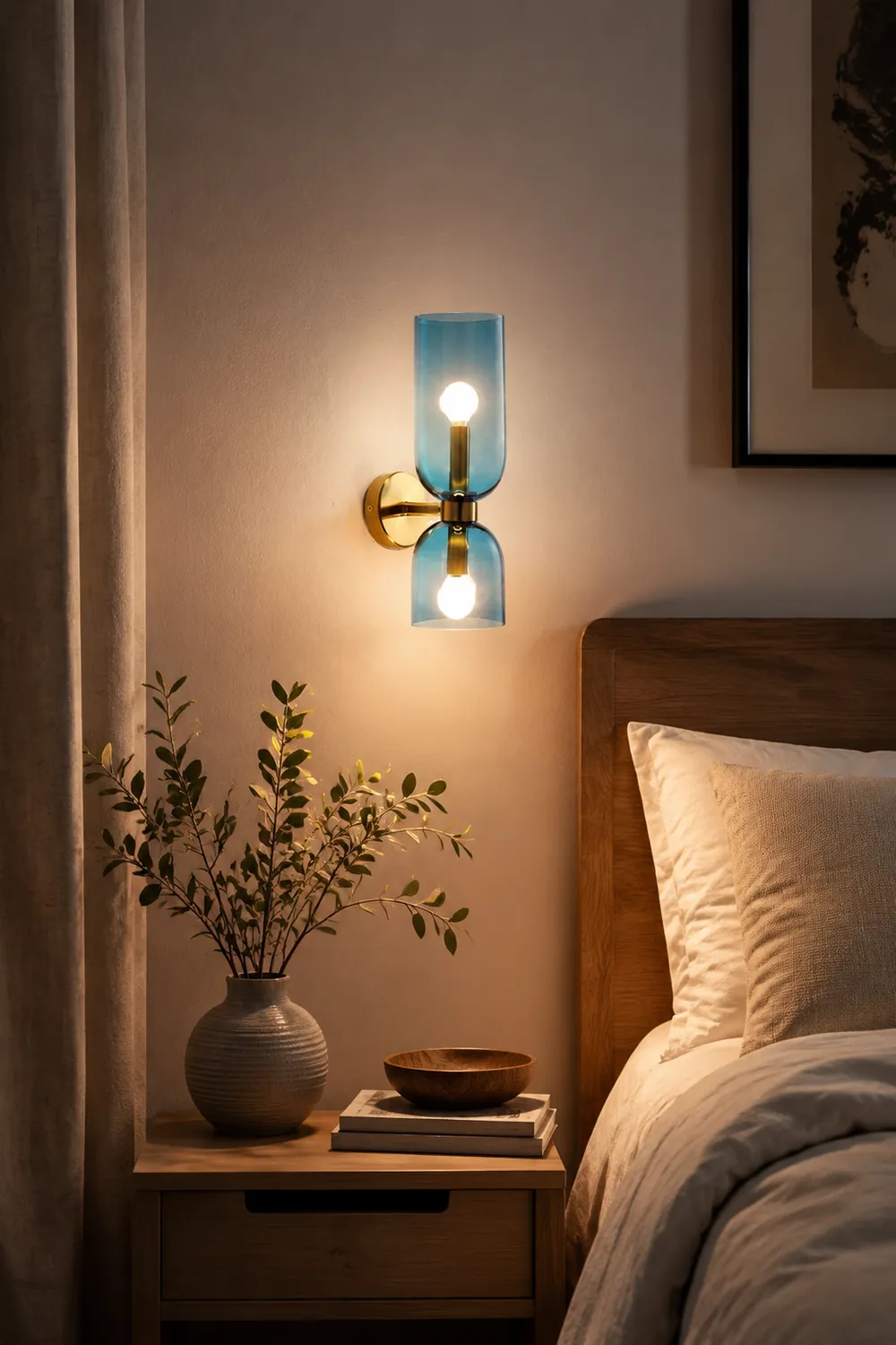 Double Head Glass Wall Lamp LED Sconce for Bedroom - Lumpaz