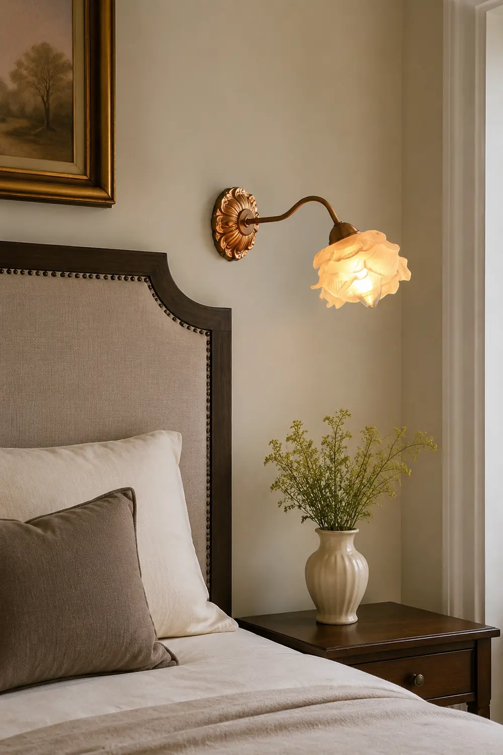 Retro Flower Petal Glass Wall Lamp Copper Wall Light - Lumpaz