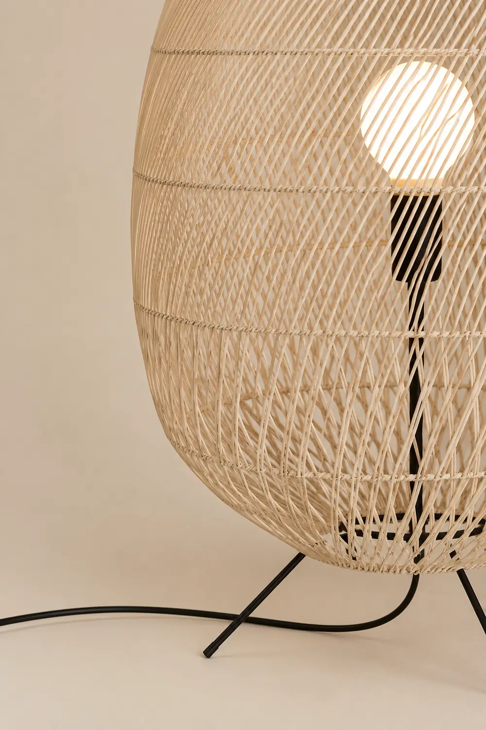 Natural Rattan Midi Floor Lamp for Living Room - Lumpaz