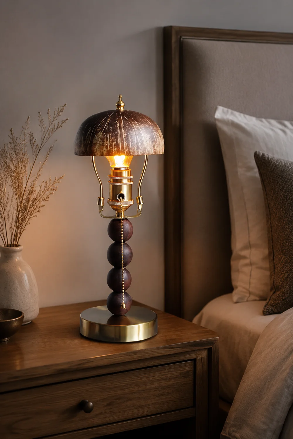 Retro Coconut Shell Decor Table Lamp - Lumpaz