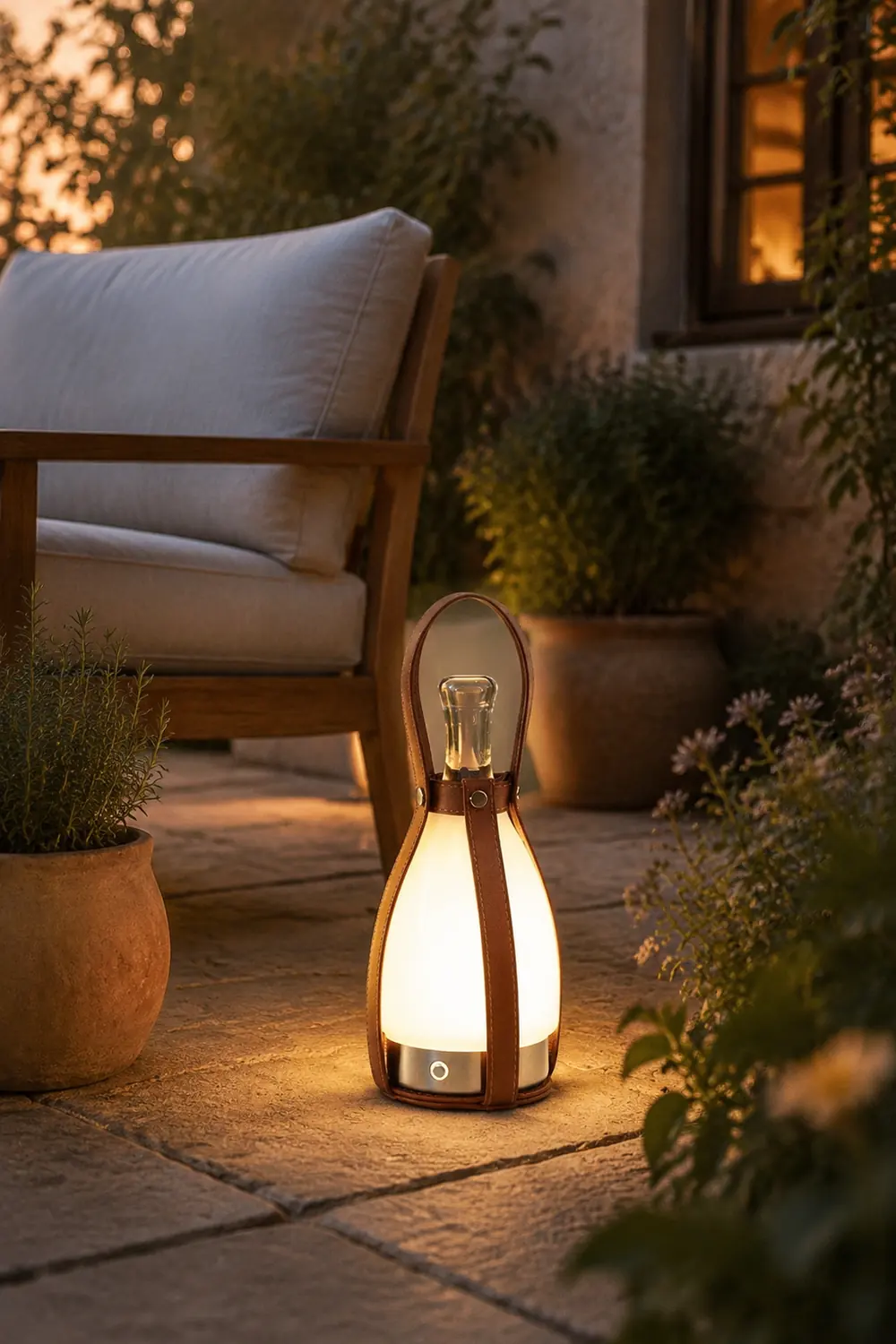 Bell Portable Leather Glass Table Lamp - Lumpaz