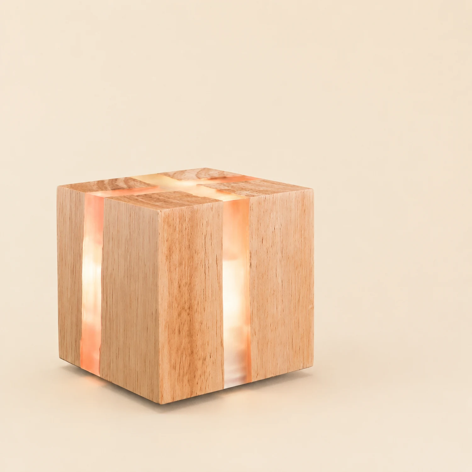 Solid Wood Art Crackle Table Lamp - Lumpaz