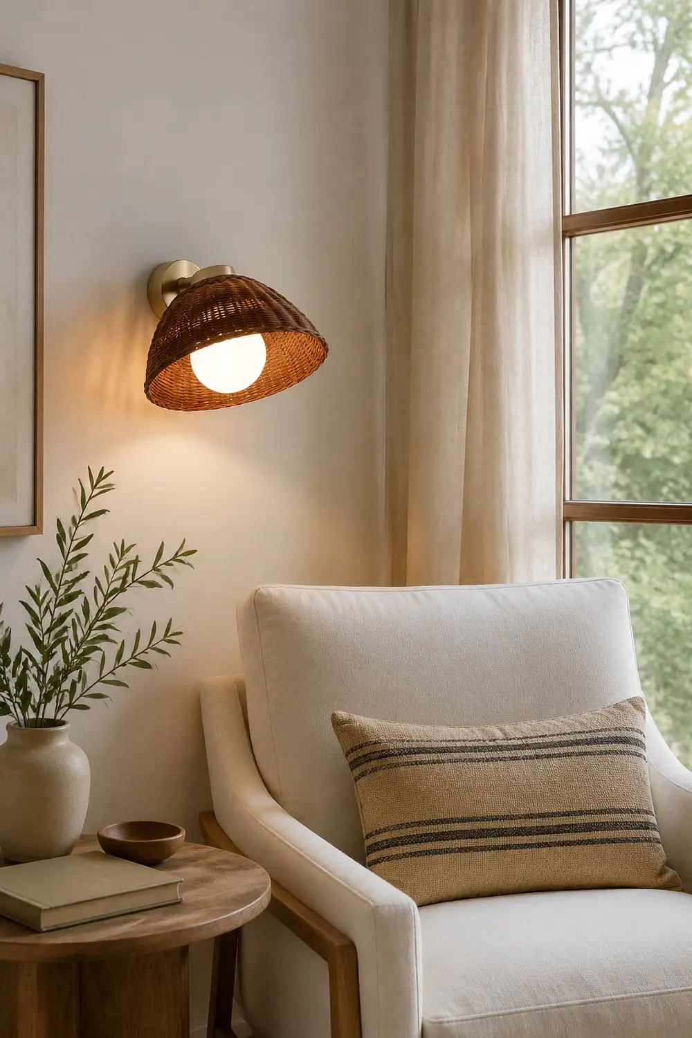 Rustic Bamboo Glass Woven Wall Light - Lumpaz