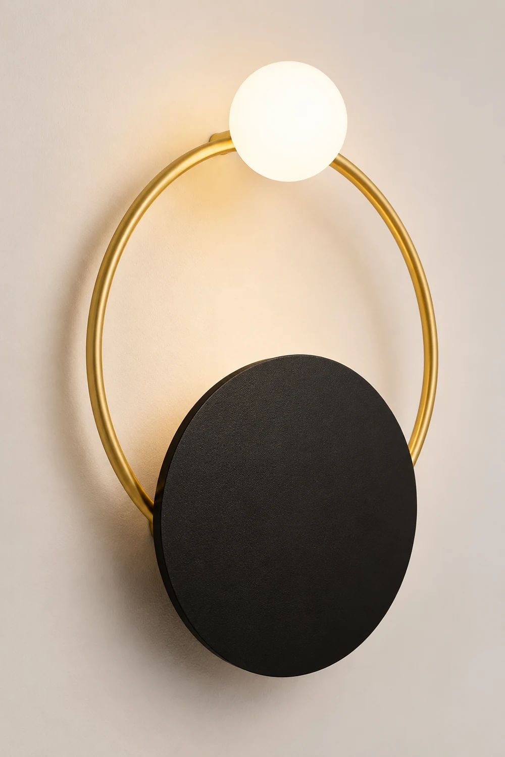 Nordic Simple  Black Gold Wrought Iron Circle Aisle Corridor Wall Light - Lumpaz